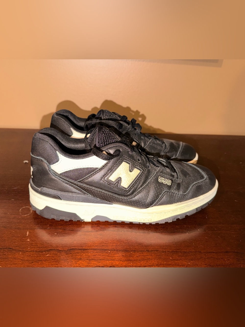 New Balance Black and White 550 Athletic Sneakers